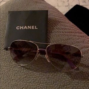 Authentic CHANEL Silver & Purple Miroir Sunglasses